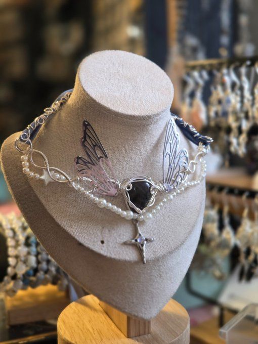 Collier Hecate - Pierre de Lune Noire.