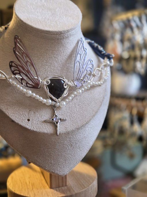 Collier Hecate - Pierre de Lune Noire.