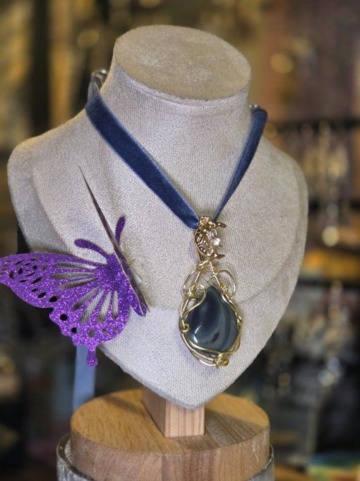 Pendentif Obsidienne Spider Or – Libération & Protection  