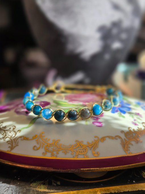 Apatite Bleu  -Bracelet perles a composer sur mesure 