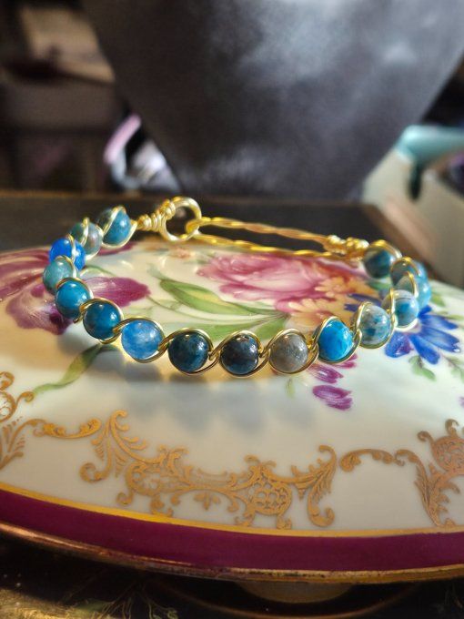 Apatite Bleu  -Bracelet perles a composer sur mesure 