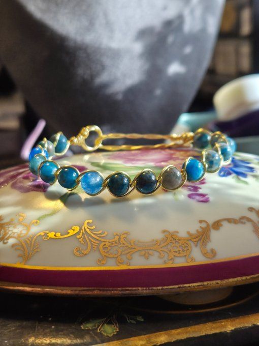 Apatite Bleu  -Bracelet perles a composer sur mesure 
