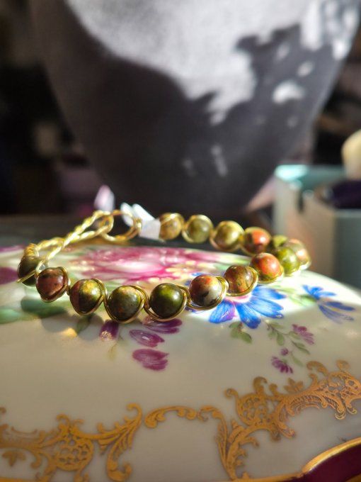 Bracelet Tressé En Unakite – Énergie, Harmonie & Sérénité  