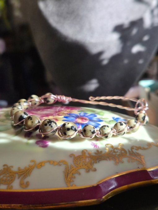 Bracelet Sur Mesure – Jaspe Dalmatien  -Serenité et protection.