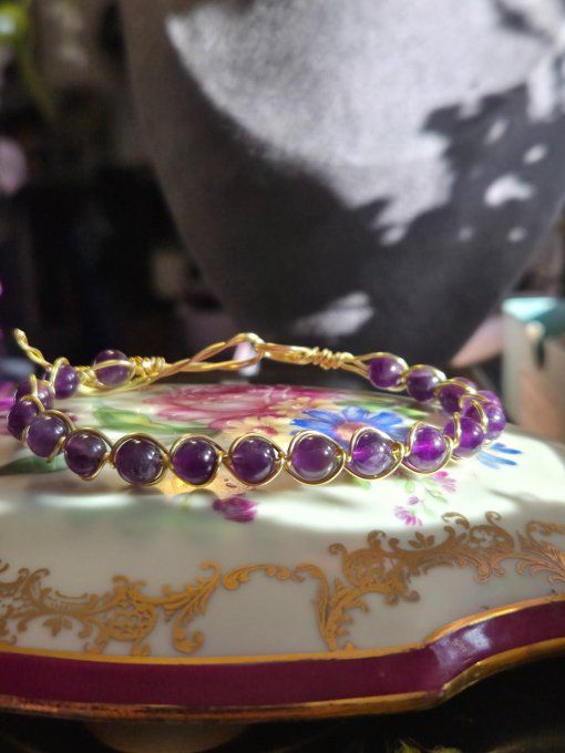 Bracelet Améthyste - pierre de spiritualité et d'apaisement 