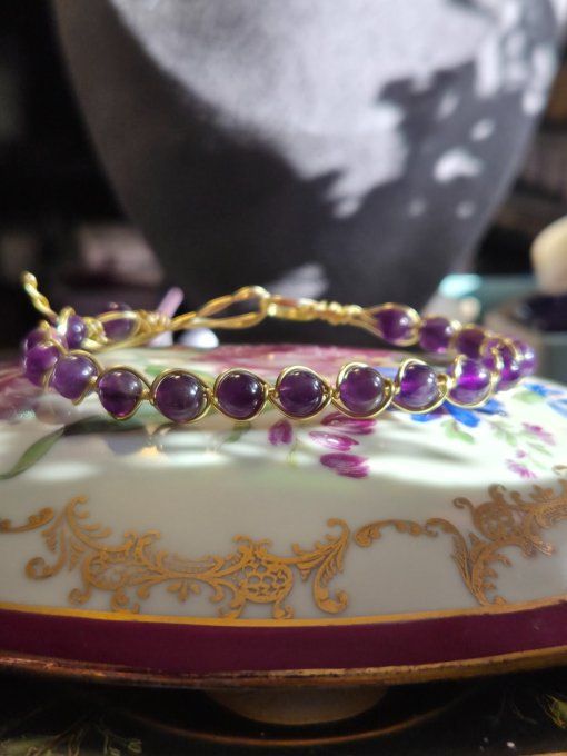 Bracelet Améthyste - pierre de spiritualité et d'apaisement 