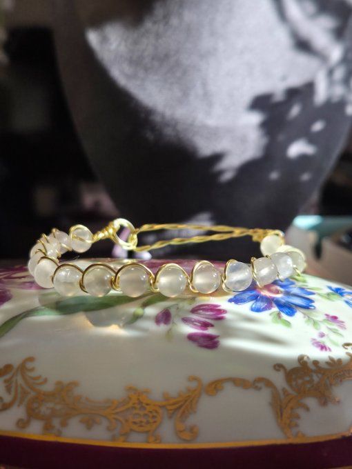 Bracelet Sélénite -pierre de purification et d'Harmonie ✨