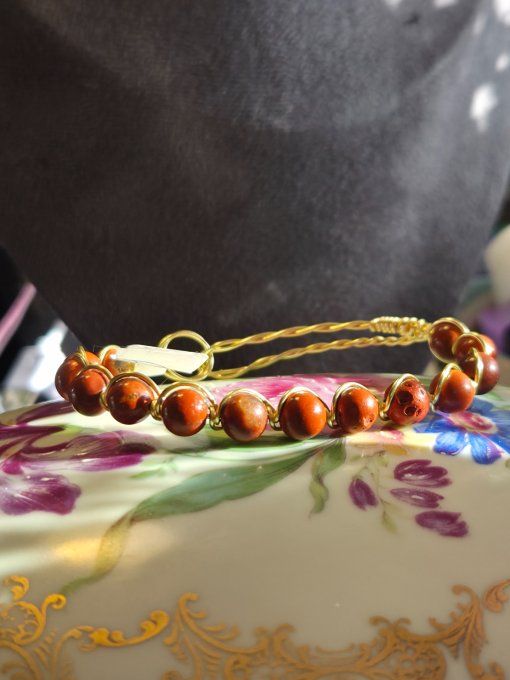 Bracelet Jaspe rouge -force vitale : énergie protectrice 