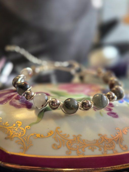 Bracelet Jaspe Héliotrope-pardon de soi 