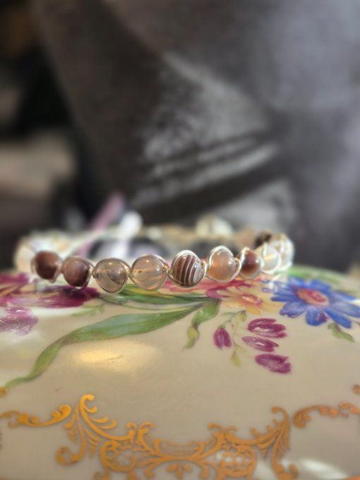 Bracelet Agate Botswana – Douceur, Moral & Libération Émotionnelle ✨     