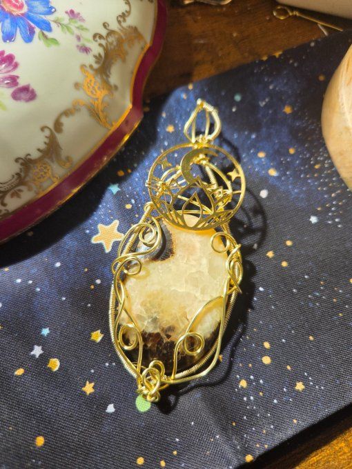 Amulette Septaria jaune -Tempérance et soulagement