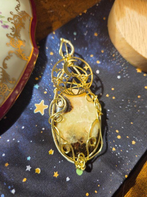 Amulette Septaria jaune -Tempérance et soulagement