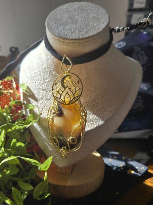 Amulette Septaria jaune -Tempérance et soulagement