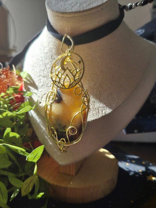 Amulette Septaria jaune -Tempérance et soulagement