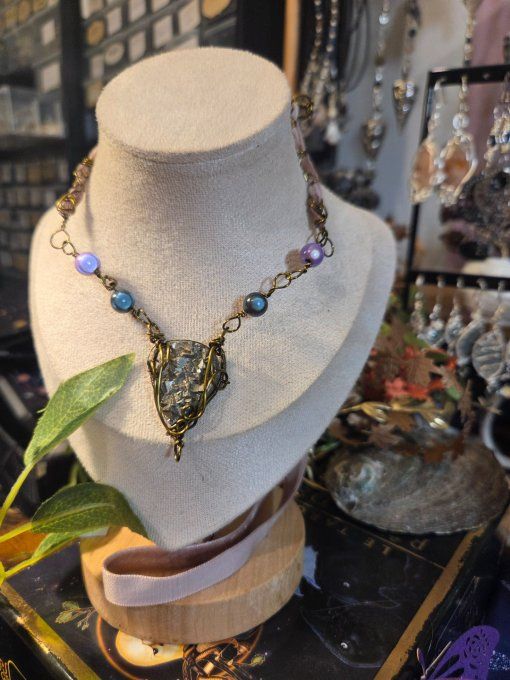 Collier Pyrite Druzy -Protection, Énergie & Clarté Mentale  