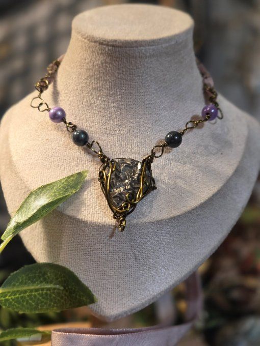 Collier Pyrite Druzy -Protection, Énergie & Clarté Mentale  