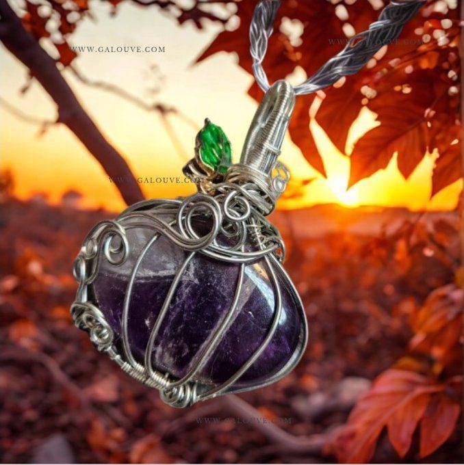 Amulette Améthyste chevron Citrouille ✨