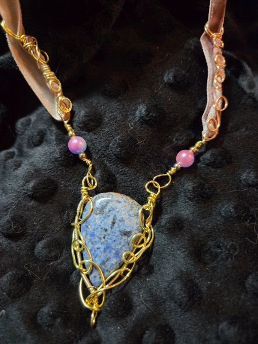 Collier Dumortierite -Quartz bleu ✨Intuition, Calme & Clarté Spirituelle  