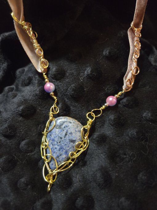 Collier Dumortierite -Quartz bleu ✨Intuition, Calme & Clarté Spirituelle  