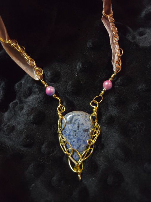 Collier Dumortierite -Quartz bleu ✨Intuition, Calme & Clarté Spirituelle  