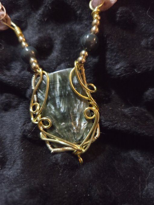 Collier Seraphinite - bijou or  - Purification Et Renouveau,