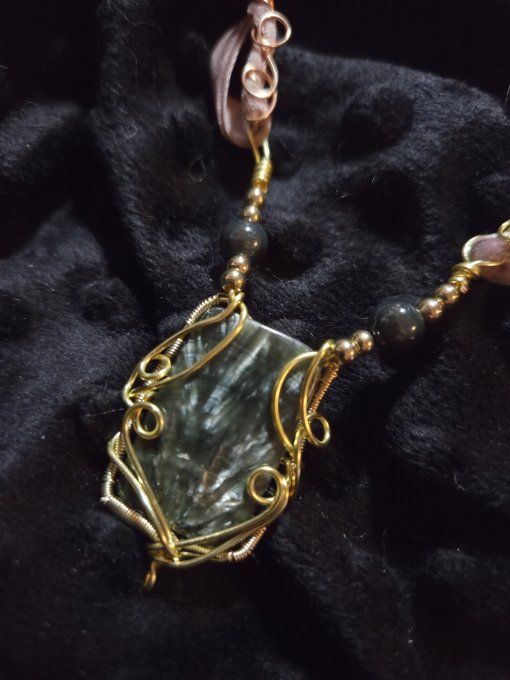 Collier Seraphinite - bijou or  - Purification Et Renouveau,