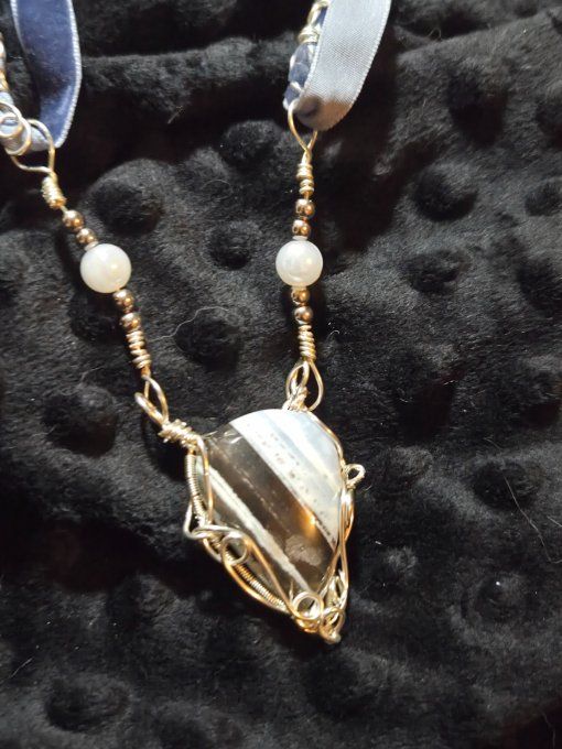 Collier Opale Bleue Argent-Communication & Libération Spirituelle✨