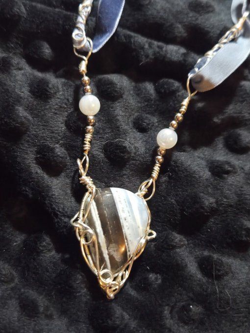 Collier Opale Bleue Argent-Communication & Libération Spirituelle✨