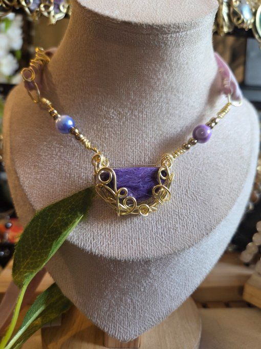 Collier or Charoite : Transformation et Libération ✨ 