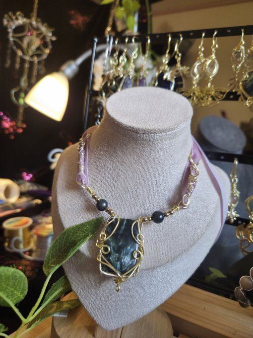 Collier Seraphinite - bijou or  - Purification Et Renouveau,