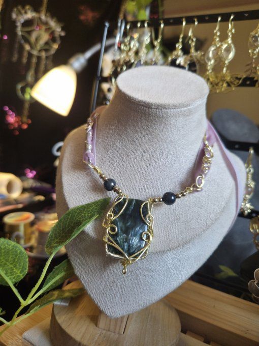Collier Seraphinite - bijou or  - Purification Et Renouveau,