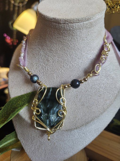 Collier Seraphinite - bijou or  - Purification Et Renouveau,