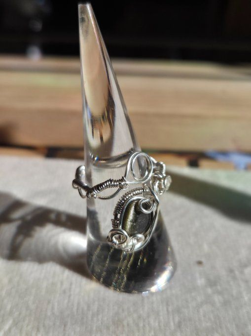 Bague Obsidienne Dorée - Ajustable 