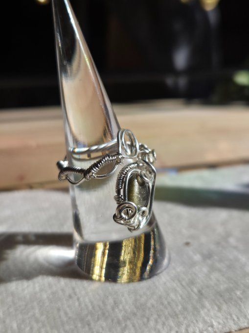 Bague Obsidienne Dorée - Ajustable 