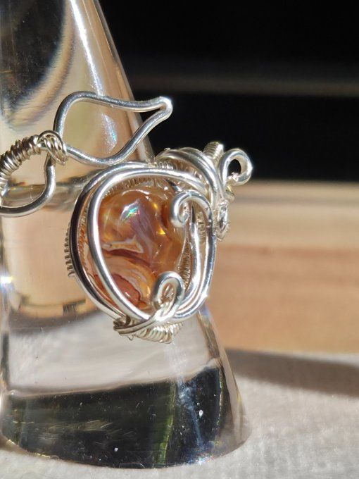 Bague agate de feu mexicaine 