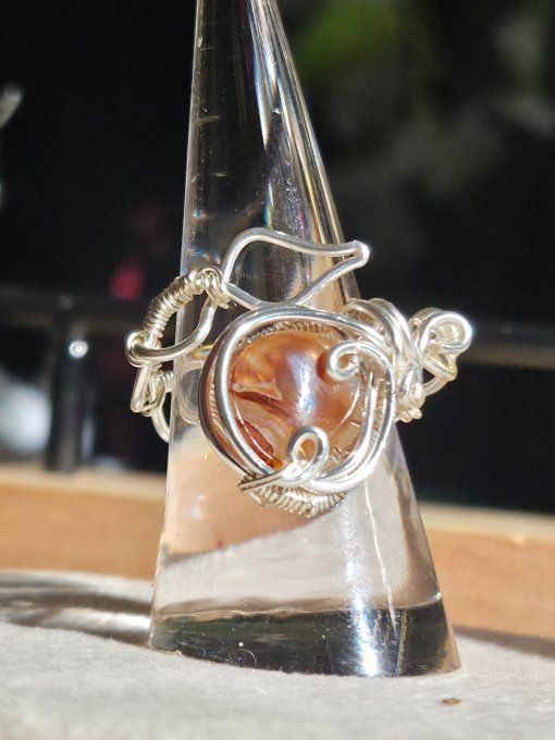 Bague agate de feu mexicaine 