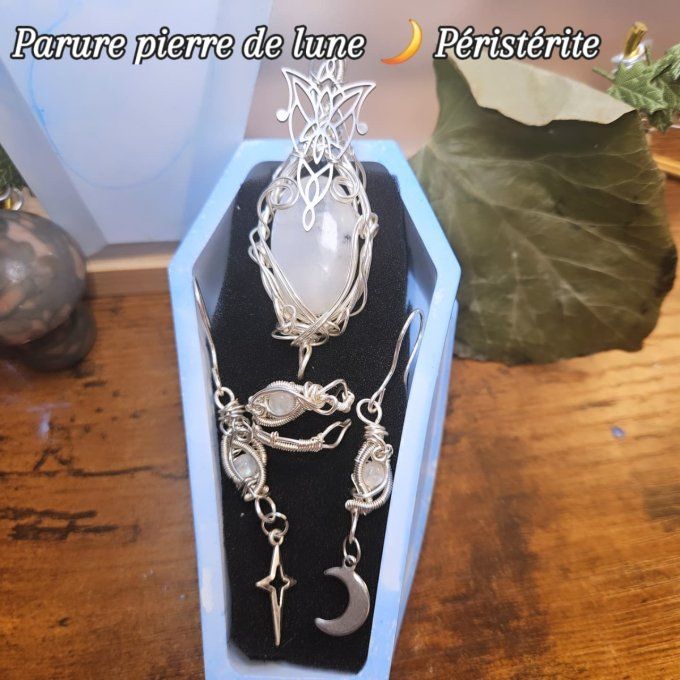 Parure pierre de Lune -Péristerite - Acompte 