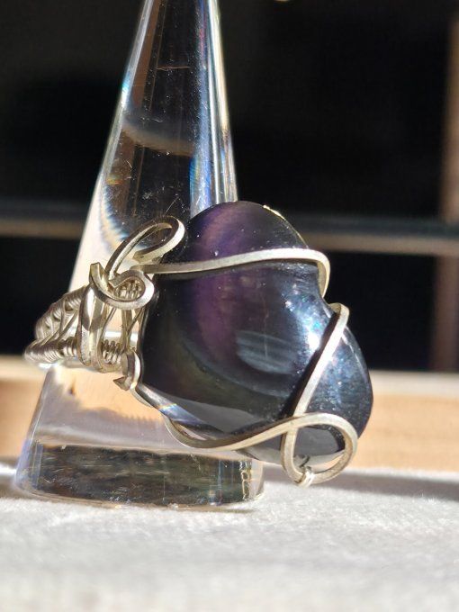 Bague oeil céleste coeur ajustable