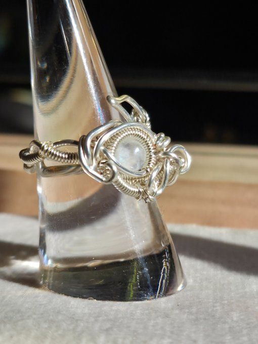 Bague pierre de lune : Péristerite ✨ concentration et protection