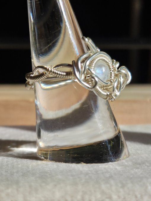 Bague pierre de lune : Péristerite ✨ concentration et protection