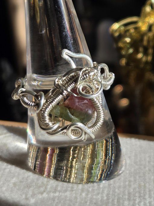 Bague Tourmaline melon d'eau- Ajustable