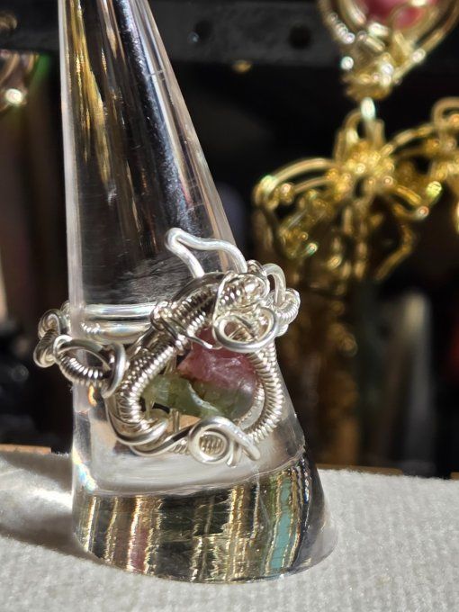Bague Tourmaline melon d'eau- Ajustable