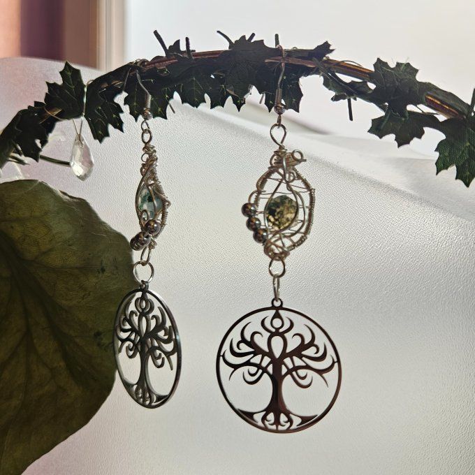 Boucle d'oreille agate mousse 