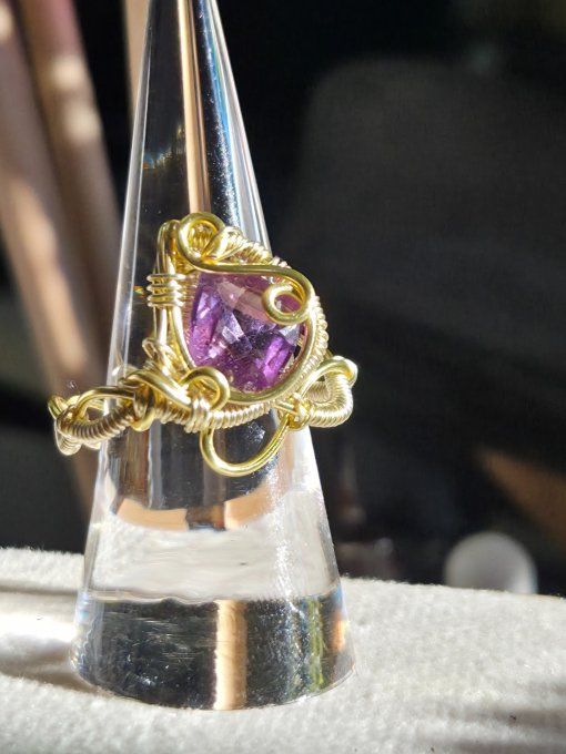Bague améthyste  facette- serenité & créativité. - Copie