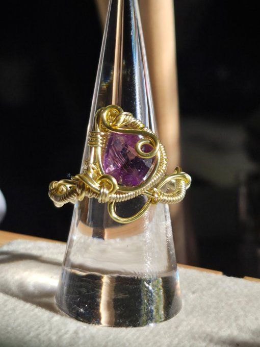 Bague améthyste  facette- serenité & créativité. - Copie