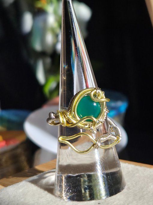 Bague Onyx verte - ajustable 