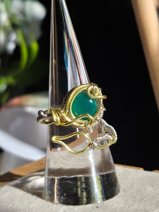 Bague Onyx verte - ajustable 
