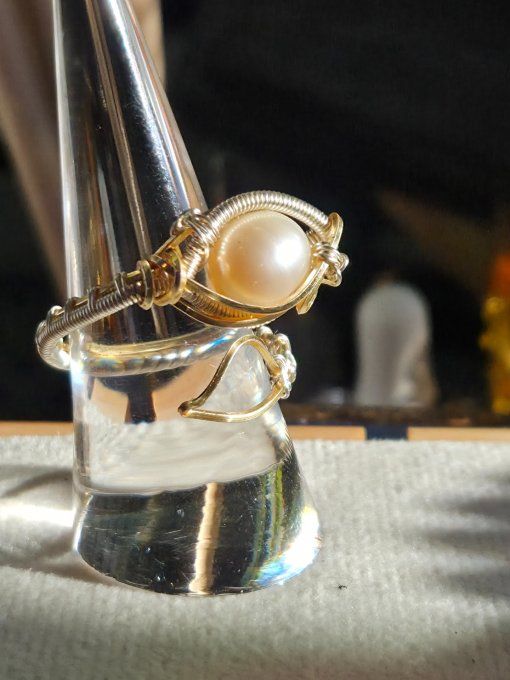 Bague perle de culture  - sagesse et eau 