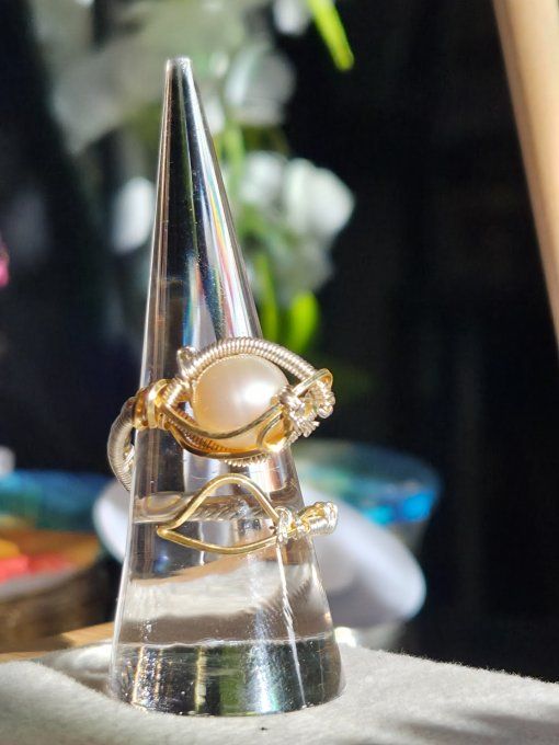 Bague perle de culture  - sagesse et eau 