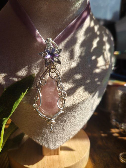 Amulette Morganite - Béryl rose -Amour, Paix Intérieure